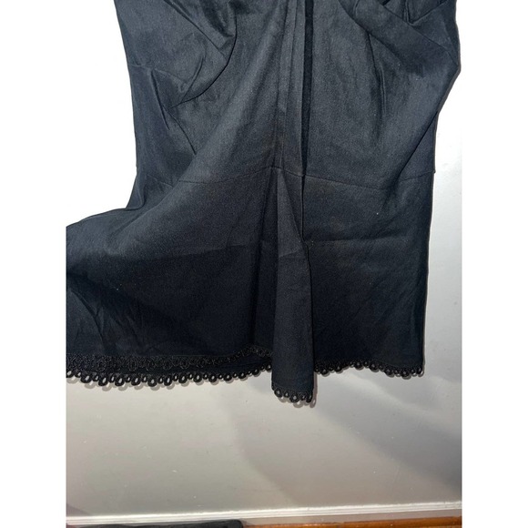 Nicole Miller v-neck linen blend black midi dress size 12 - Picture 7 of 9